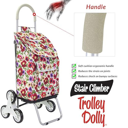 dbest Products Stair Climber Trolley Dolly with Backpack Straps, Shopping cart Grocery Foldable Condo Apartment - color: Flower, style: Backpack Straps