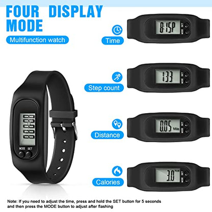 Kenning 3 Pcs Walking Running Pedometer Watch - color: Mint Green, Sky Blue, Black