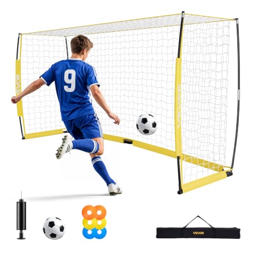 VEVOR Soccer Goal 12 x 6 FT Portable Soccer Goal with Foldable Design - color: Yellow