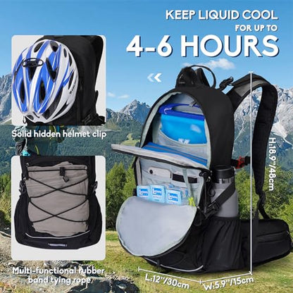N NEVO RHINO Hydration Backpack with Water Bladder 3L, Hiking Backpack - color: 01 Black