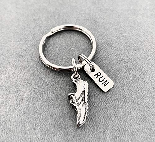 Pewter RUN Key Chain with Running Shoe Charm