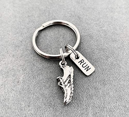 Pewter RUN Key Chain with Running Shoe Charm