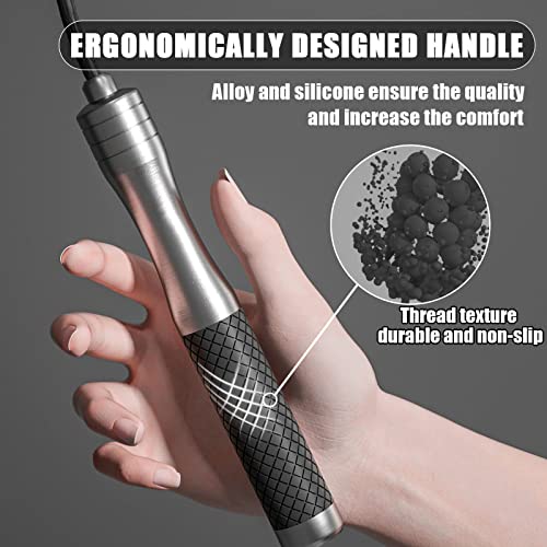 𝐒𝐩𝐞𝐞𝐝 𝐉𝐮𝐦𝐩 𝐑𝐨𝐩𝐞 𝐟𝐨𝐫 𝐅𝐢𝐭𝐧𝐞𝐬𝐬 - Skipping Rope for Women Men Exercise with Adjustable Length Jumping Rope and Alloy & Silicone Handles Suitable for Workout Boxing Home Gym - color: Black