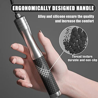 𝐒𝐩𝐞𝐞𝐝 𝐉𝐮𝐦𝐩 𝐑𝐨𝐩𝐞 𝐟𝐨𝐫 𝐅𝐢𝐭𝐧𝐞𝐬𝐬 - Skipping Rope for Women Men Exercise with Adjustable Length Jumping Rope and Alloy & Silicone Handles Suitable for Workout Boxing Home Gym - color: Black