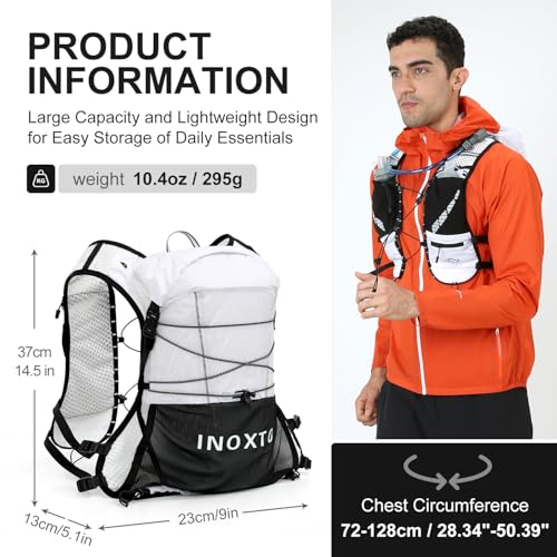 IX INOXTO Running Vest Hydration Backpack, Lightweight Running Backpack Hydration Pack with 1.6L Water Bladder Daypack for Trail Running Hiking Cycling Race Marathon for Women Men - color: White
