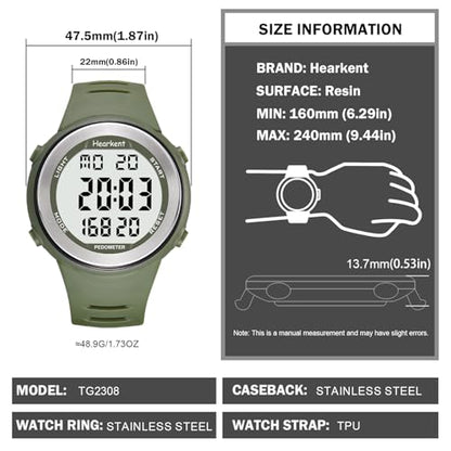 Hearkent 50M Waterproof Pedometer Watch No APP Fitness Tracker Watch - color: Green