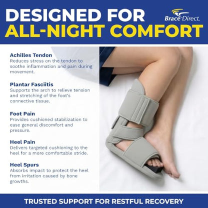 Brace Direct 90 Degree Night Splint, Sleeping Boot for Plantar Fasciitis - size: Medium (Pack of 1)