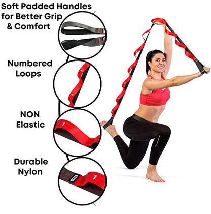 Stretching Strap with Loops, Non Elastic Stretch Band for Physical Therapy
