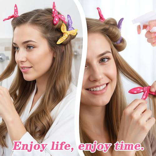 Oruola 10Pcs Silk Rollers for Hair,Satin Pillow Curlers