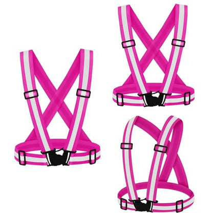 3PCS Reflective Vest Running Gear - color: Rose Red X3