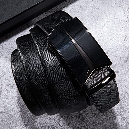 Dubulle Mens Ratchet Belt Gold Click Buckle Adjustable Leather Belts - color: Black Arrow Buckle, size: Adjustable from 36" to 45" Waist