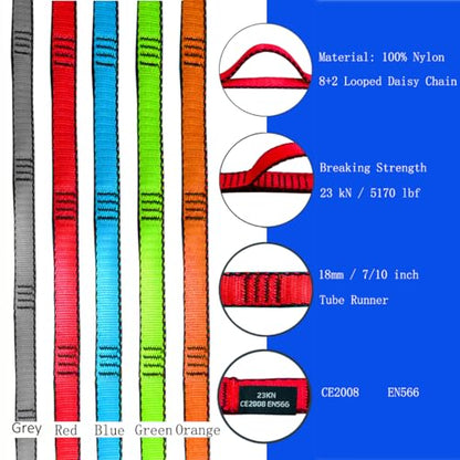 53 Inches Nylon Daisy Chains Rope Climbing Lanyard Straps Looped Strong Slings 23 kN Aerial Yoga Webbing - color: 1PC Red