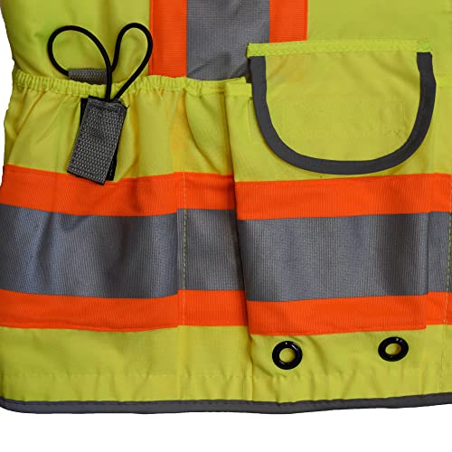 Radians SV55 Class 2 Heavy Woven Two Tone Engineer Vest with Padded Neck to Support Extra Weight in Cargo Pockets, Green, 3X-Large. - color: Green, size: 3X-Large