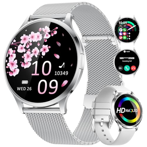 SUNKTA Thin Smart Watch for Women, 1.32" AMOLED Ladies Smart Watches, 100+ Sports Mode Fitness Tracker, IP68 Waterproof Watches with Bluetooth Call/Sleep, Smartwatch for Android iOS, Sliver#2 - color: Sliver#2
