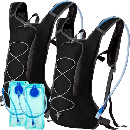 Wesiti 2 Pack Water Backpack Pack with 2L Hydration Bladder, Black - color: Black