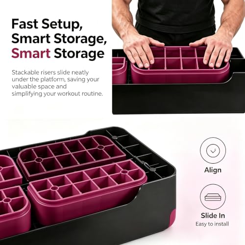 Aerobic Exercise Step Platform, 28-Inch Workout Aerobic Stepper, Height Adjustable Fitness Training Step Deck Trainer with 4 Risers, Non-Slip Surface Bench for Home Gym Cardio Strength 29" x 11.5" x 4" - color: Black-Red