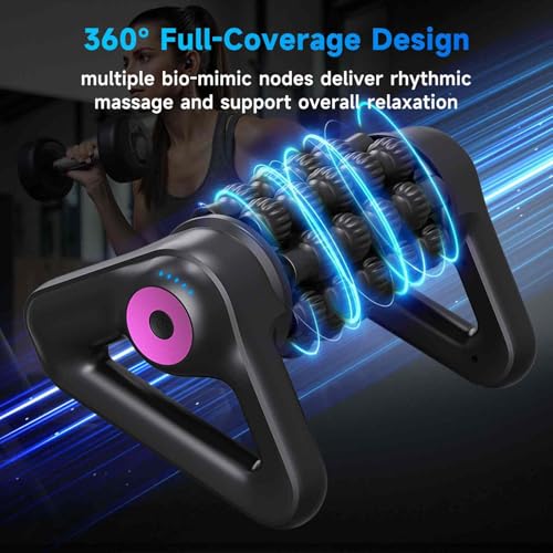 Electric Rolling Percussive Massager for Post-Exercise Muscle Relaxation, Deep Tissue Massager for Legs, Calves, Glutes, Back, Arms & Feet, Handheld Cordless Rolling Tool, 5-Speed Fitness Relaxation
