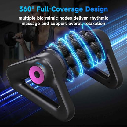 Electric Rolling Percussive Massager for Post-Exercise Muscle Relaxation, Deep Tissue Massager for Legs, Calves, Glutes, Back, Arms & Feet, Handheld Cordless Rolling Tool, 5-Speed Fitness Relaxation