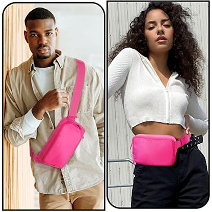 Amazerbst Belt Bag, Fanny Pack, Everywhere Belt Bag,40 Inch Adjustable Strap,for Women and Men,Waterproof - color: Rose Red