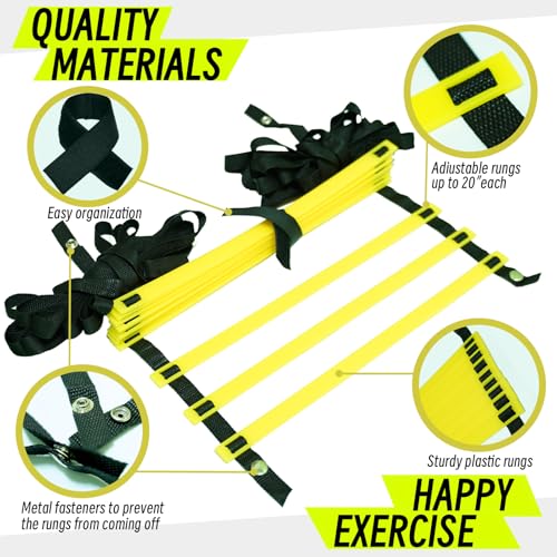 20ft Adjustable Agility Ladder with Carry Bag Training Equipment for Footwork Drills