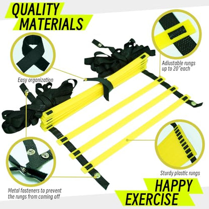 20ft Adjustable Agility Ladder with Carry Bag Training Equipment for Footwork Drills