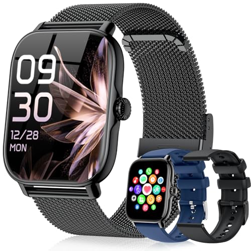 Smart Watches for Women Men (Make/Answer Calls), Steps Counter Fitness Watch for Android iPhone with 120+ Sports, IP68 Waterproof, Sleep Calorie Monitor, Pedometer (Black) - color: Black