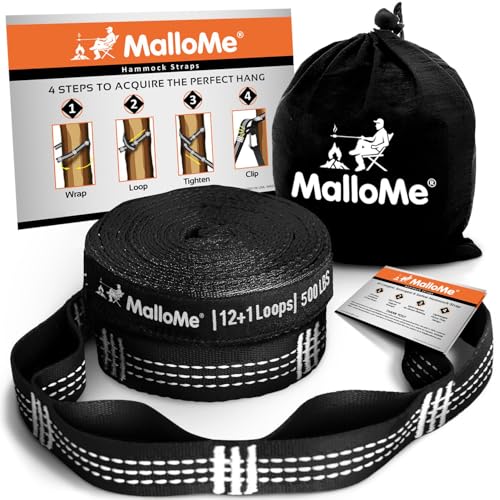 MalloMe Tree Swing Straps & Hammock Straps for Trees – Multi-Purpose Hanging Kit, Heavy Duty Adjustable Tree Strap for Hammocks, Swings & Outdoor Use, Safe for Branch or Between 2 Trees - style: 1000 LB - Loop 10FT (Ideal for Hammocks)