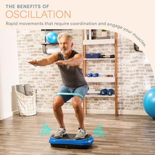 Lifepro Waver Mini Vibration Plate Exercise Machine with Resistance Bands - color: Blue