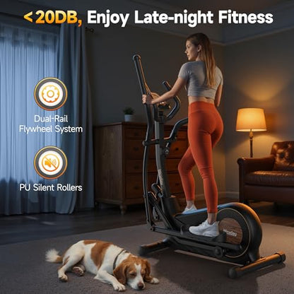 Niceday Elliptical Exercise Machine with 15.5/18/19IN Long Stride - color: 18IN Stride Black