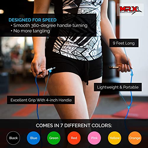 MRX 9" PVC Jump Rope for Cardio Fitness - Versatile Jump Rope for Both Kids and Adults - Great Jump Rope for Exercise - color: 581-Blue