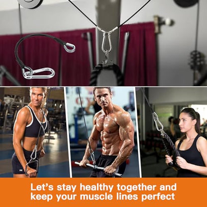 2PCS Gym Cable Extension,Replacement Cable Machine Accessories,Cable Pulley Attachments for Gym -Thick 5mm(0.2inch) Heavy Duty Steel Wire Rope for Home Gym Cable, Leg Extensions Machine - size: 29.5 inch (2PCS)