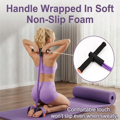 Multifunction Pedal Resistance Band with Handles - color: Purple & Black