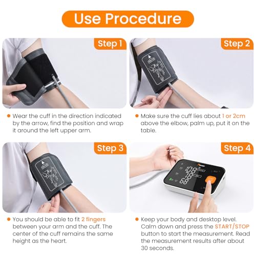 Arm Blood Pressure Monitor, Automatic Digital Blood Pressure Machine for Home Use with Dual User Memory, Adjustable BP Cuff, Unlimited Free Measurement