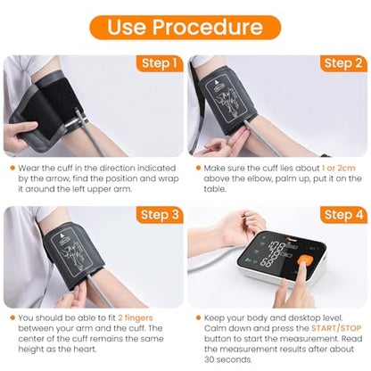 Arm Blood Pressure Monitor, Automatic Digital Blood Pressure Machine for Home Use with Dual User Memory, Adjustable BP Cuff, Unlimited Free Measurement