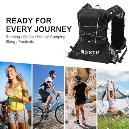 IX INOXTO Running Vest Hydration Backpack, Lightweight Running Backpack Hydration Pack with 1.6L Water Bladder Daypack for Trail Running Hiking Cycling Race Marathon for Women Men - color: Black