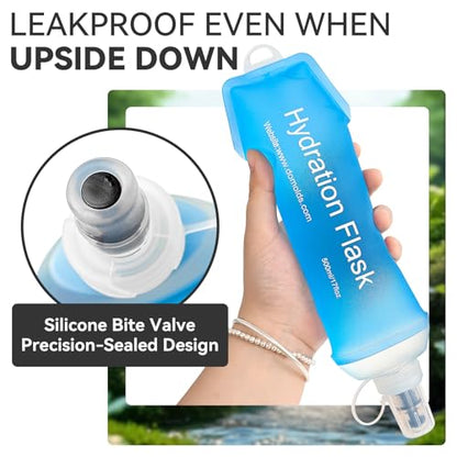 500ml Soft Flask, TPU Collapsible Soft Water Bottle for Hydration Pack, Running Vest, Leak-Proof Folding Water Bottle for Hiking Cycling Climbing Jogging- 1Pcs, Blue - color: 1Pcs 500ML Blue