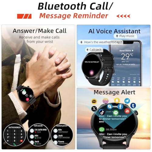 Smart Watch for Men Women Fitness: Waterproof Make Answer Call Smart Watches for Men Running Smartwatch for Android/iPhone Samsung Compatible Digital Mens Watches Activity Pedometer Heart Rate Monitor
