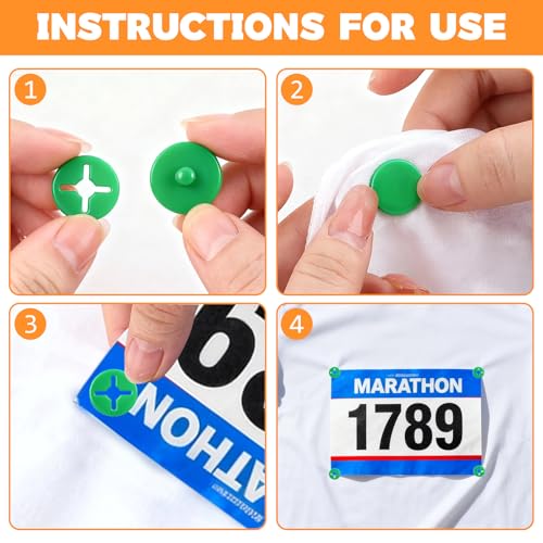 Running Bib Clips, 40Pcs Race Bib Holder, Race Number Buckle Fixing System for Runners, Marathon, Triathlon, Track and Field Events, Mixed Colors Fasteners, Secure Race Bib Attachment
