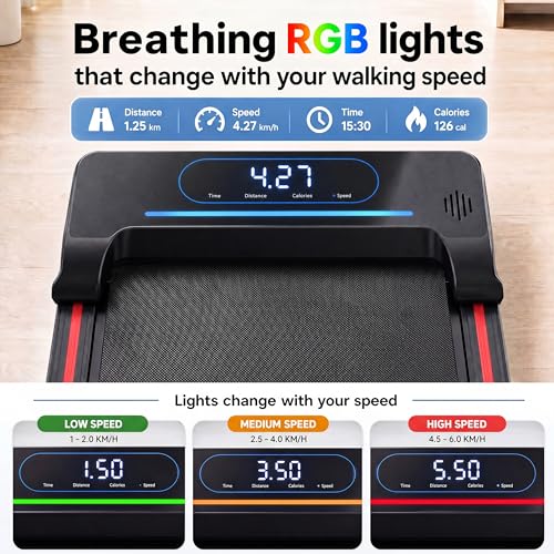 JUKER Walking Pad Treadmill Under Desk with Incline, RGB & Bluetooth