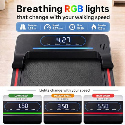 JUKER Walking Pad Treadmill Under Desk with Incline, RGB & Bluetooth