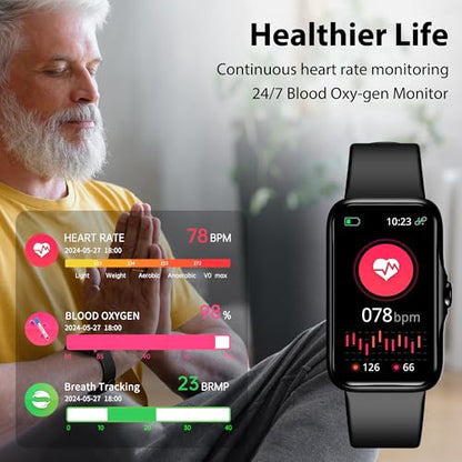 Fitness Tracker with 24/7 Continuous Heart Rate, Blood Oxy-gen Monitor, Smart Watch with Sleep Monitor, IP68 Waterproof Activity Tracker Step Counter for Women Men - color: Deep Black