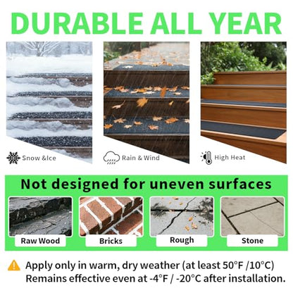 Outdoor Stair Treads Non Slip, 6" X 30"-10 Pack Anti Slip for Wooden Steps - color: black