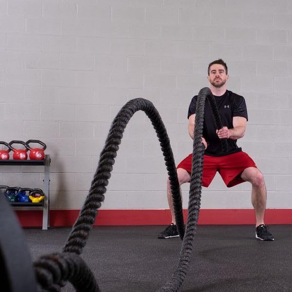 Body-Solid Fitness Training Battle Rope - Heavy Weighted Training Ropes for Home Gym, Ideal for Working Out and Strength Training - Exercise Rope for Adults - style: 2" Thick, 40' Long