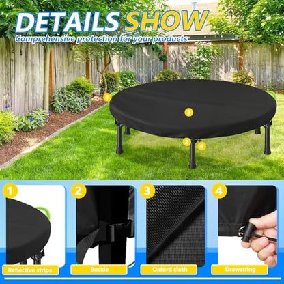 Mini Trampoline Cover, 600D Oxford Waterproof, Fits 91cm, Black