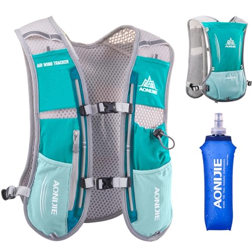 Azarxis Hydration Running Vest Backpack Pack 5L 5.5L for Women and Men Jogging Trail Race Marathon Cycling Hiking - color: Mint Blue