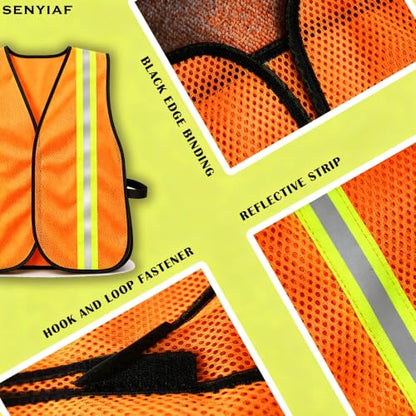 Lightweight Reflective Mesh Safety Vest with Hook and Loop - color: Orange 12p