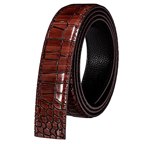Dubulle Mens Ratchet Belt Gold Click Buckle Adjustable Leather Belts - color: Gold Square Buckle, size: Adjustable from 24" to 38" Waist