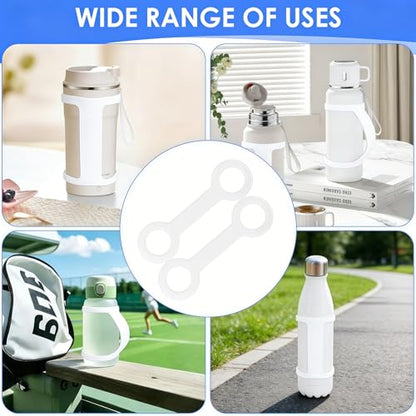 2 Pack Water Bottle Accessories Carrier Grip, Non-Slip Silicone Handle Strap Makes Any Bottle Handheld, Soft Band Holder for Gym During Workouts (White 2pcs) - color: White 2pcs