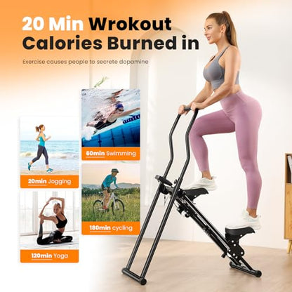 Vertical Climber, Pro Stair Stepper for Full-Body Workout, Compact & Foldable Cardio Exercise Stair Climber with Extended Step Range, Improved & Adjustable Handlebar & Pedals.