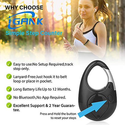 Simple Walking Pedometer 3D Step Counter for Men Women Kids - color: Black
